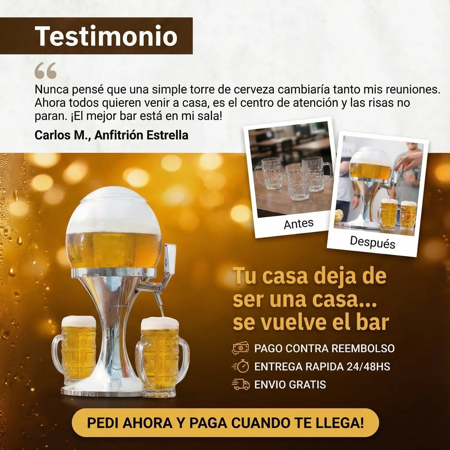 Dispensador de cerveza con espuma perfecta en segundos